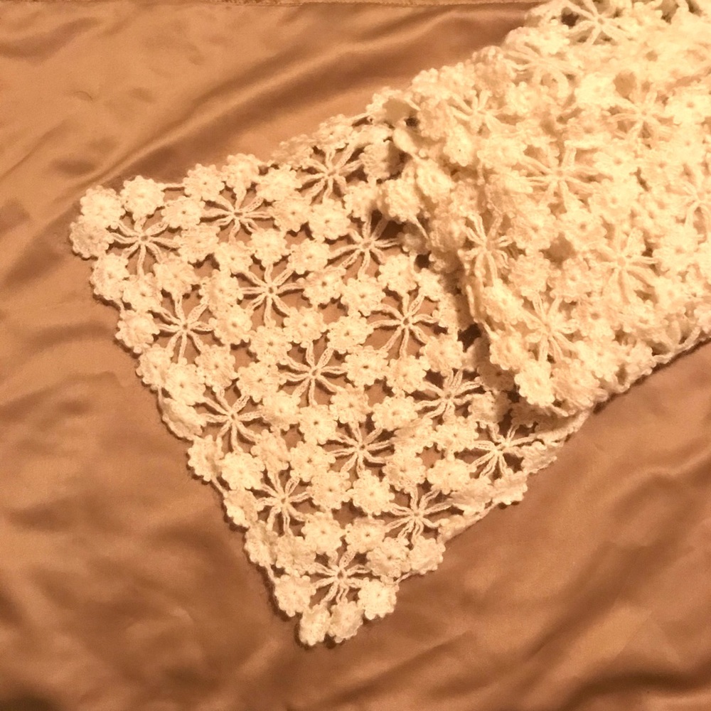 Handmade knitted floral mohair scarf